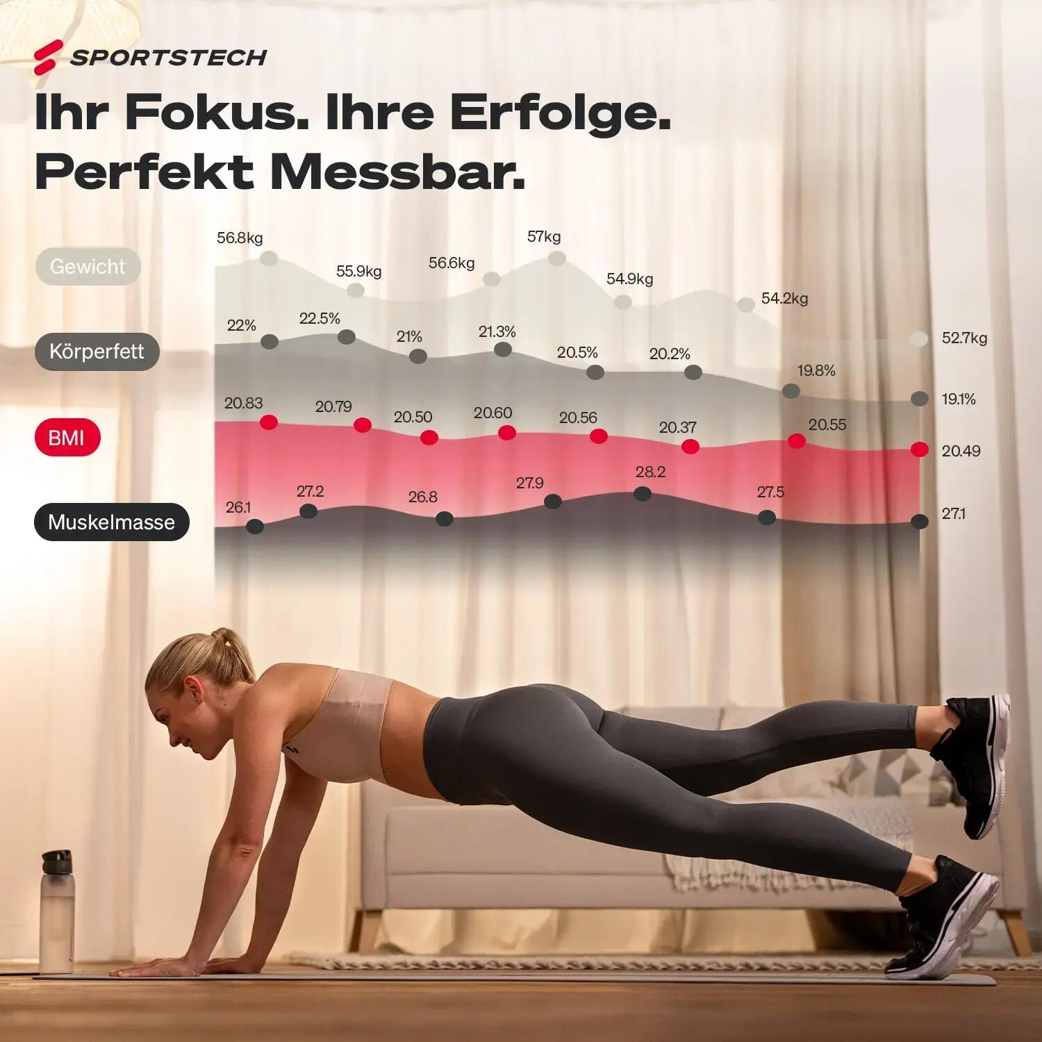 Analyseur d'Impédance Sportstech : Pèse Personne 180kg, Bluetooth | BBS300 6/8