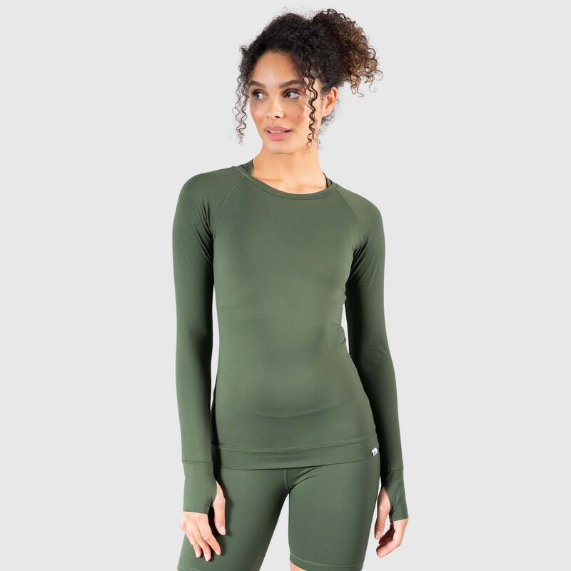 Damen Longsleeve Lorie Olive für Sport & Freizeit