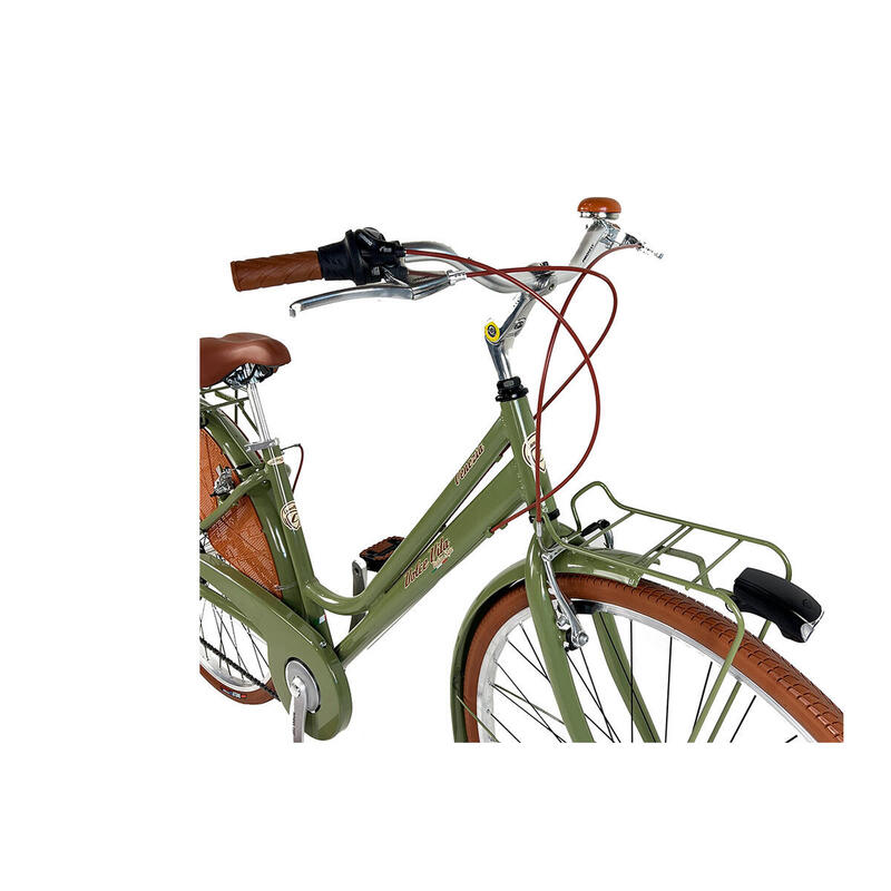 Stadsfiets Dolce Vita by Canellini Venezia met mand - Olijfgroen