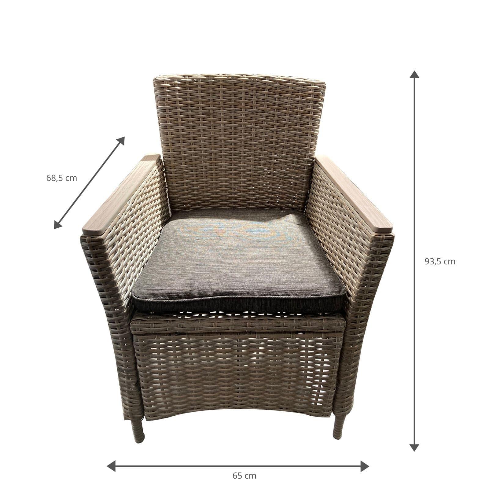 Sillón de Ratán Sintético y Acero Chillvert Turin 65x68,5x93,5 cm con Cojín Antr 4/5
