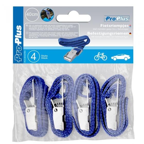 Proplus Fietsriempjes met metalen gesp 40 cm blauw 4 stuks