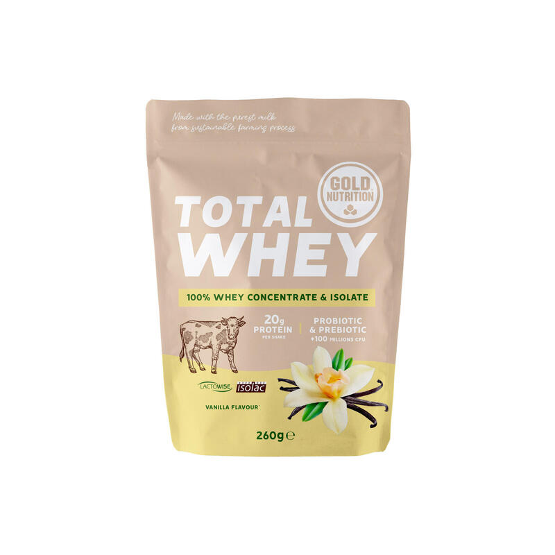 Pudra proteica, GoldNutrition, Total Whey vanilie, 260 g