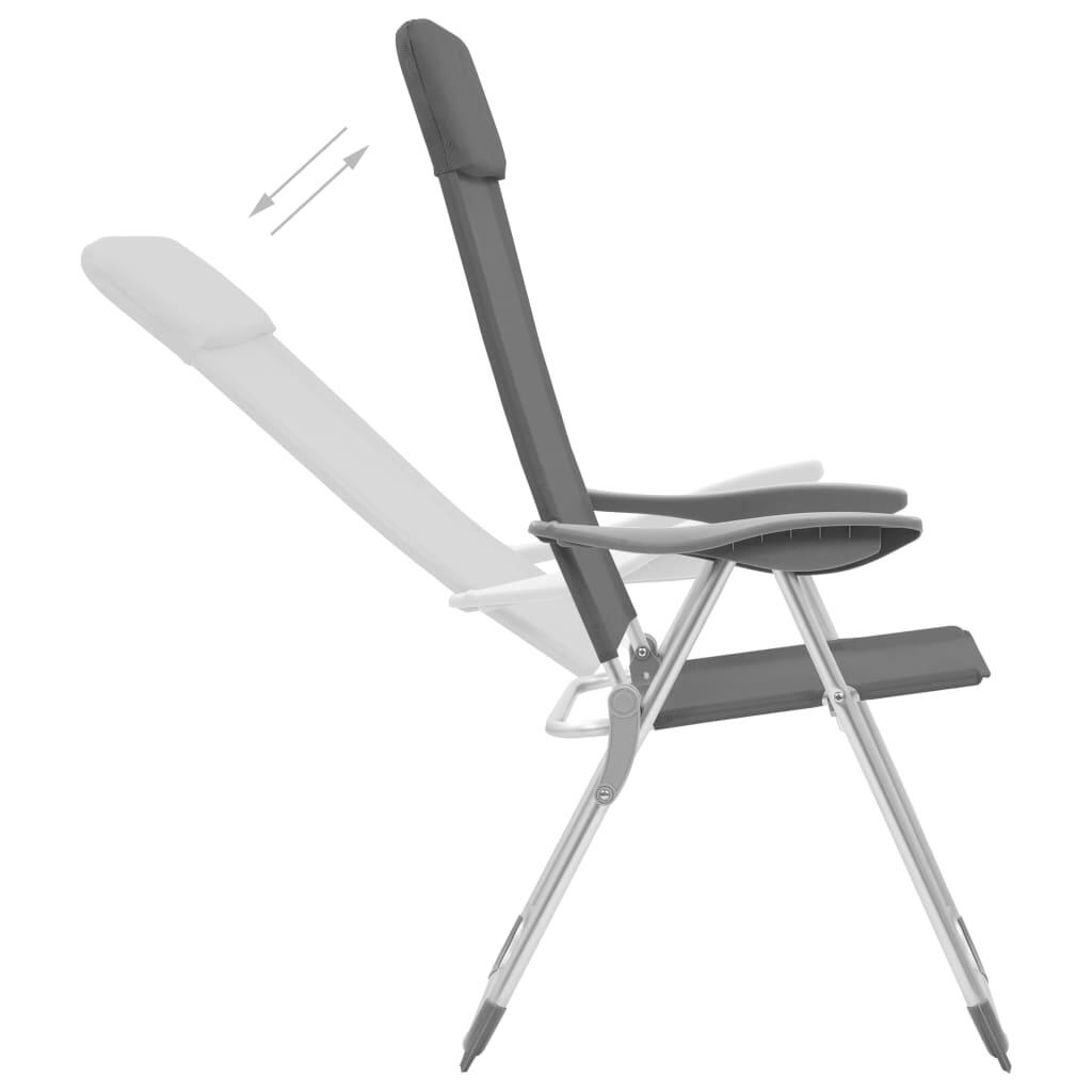 Sillas de camping plegables 4 unidades aluminio gris 2/7