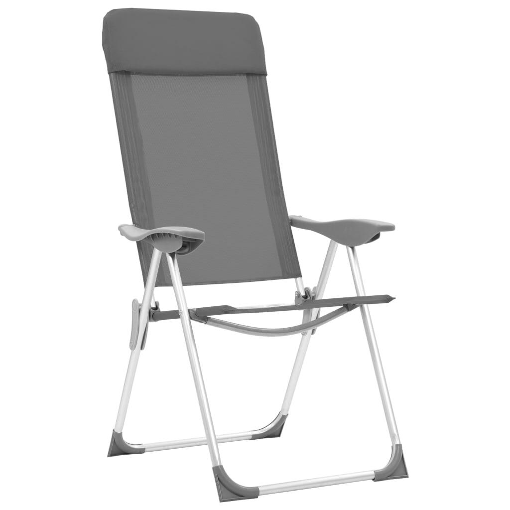 Sillas de camping plegables 4 unidades aluminio gris 3/7
