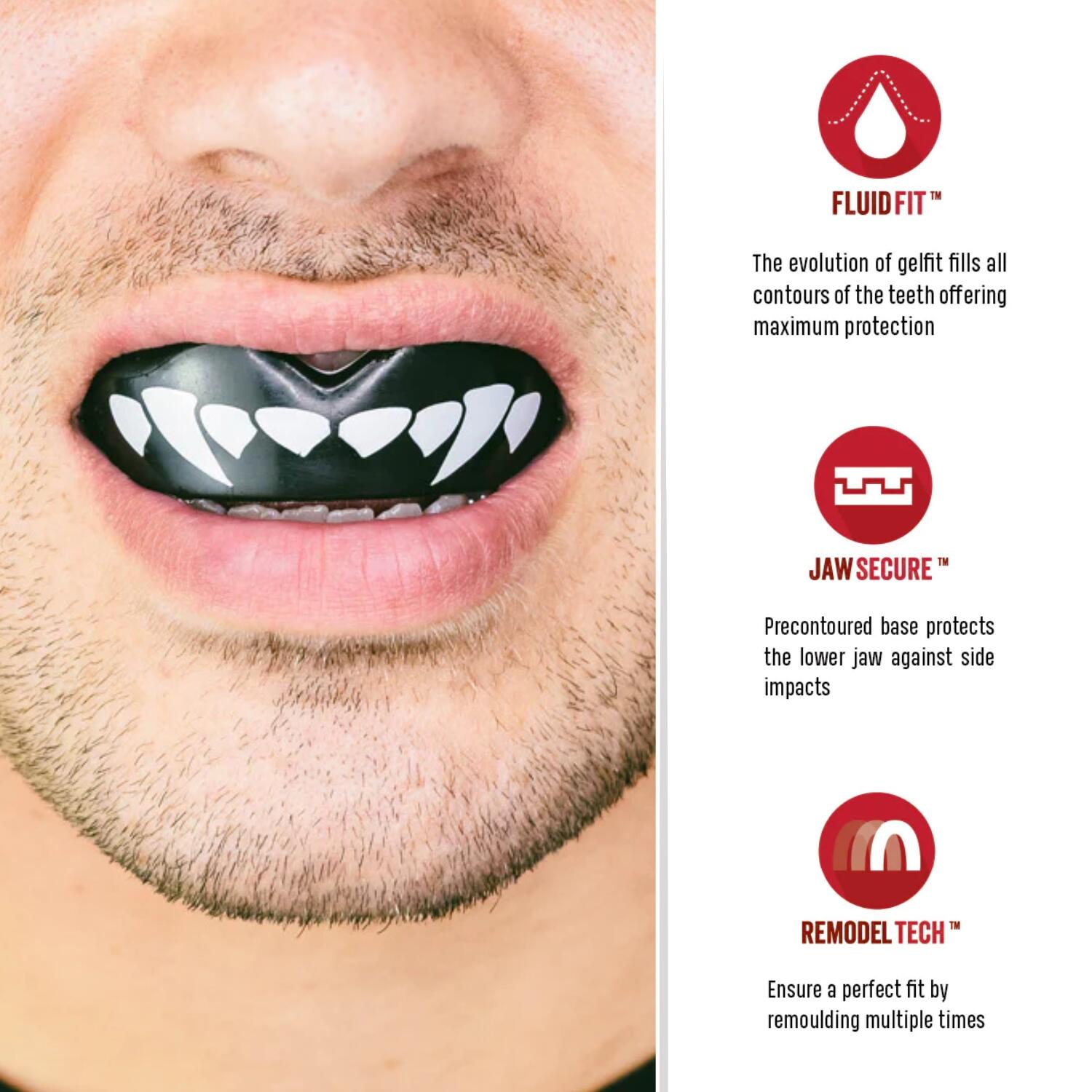 Paradenti Nero Per Adulti Safejawz Extro Series 'fangz' 2/7