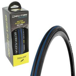 Pneu 700 x 23c Deli route noir bande bleu tringle souple