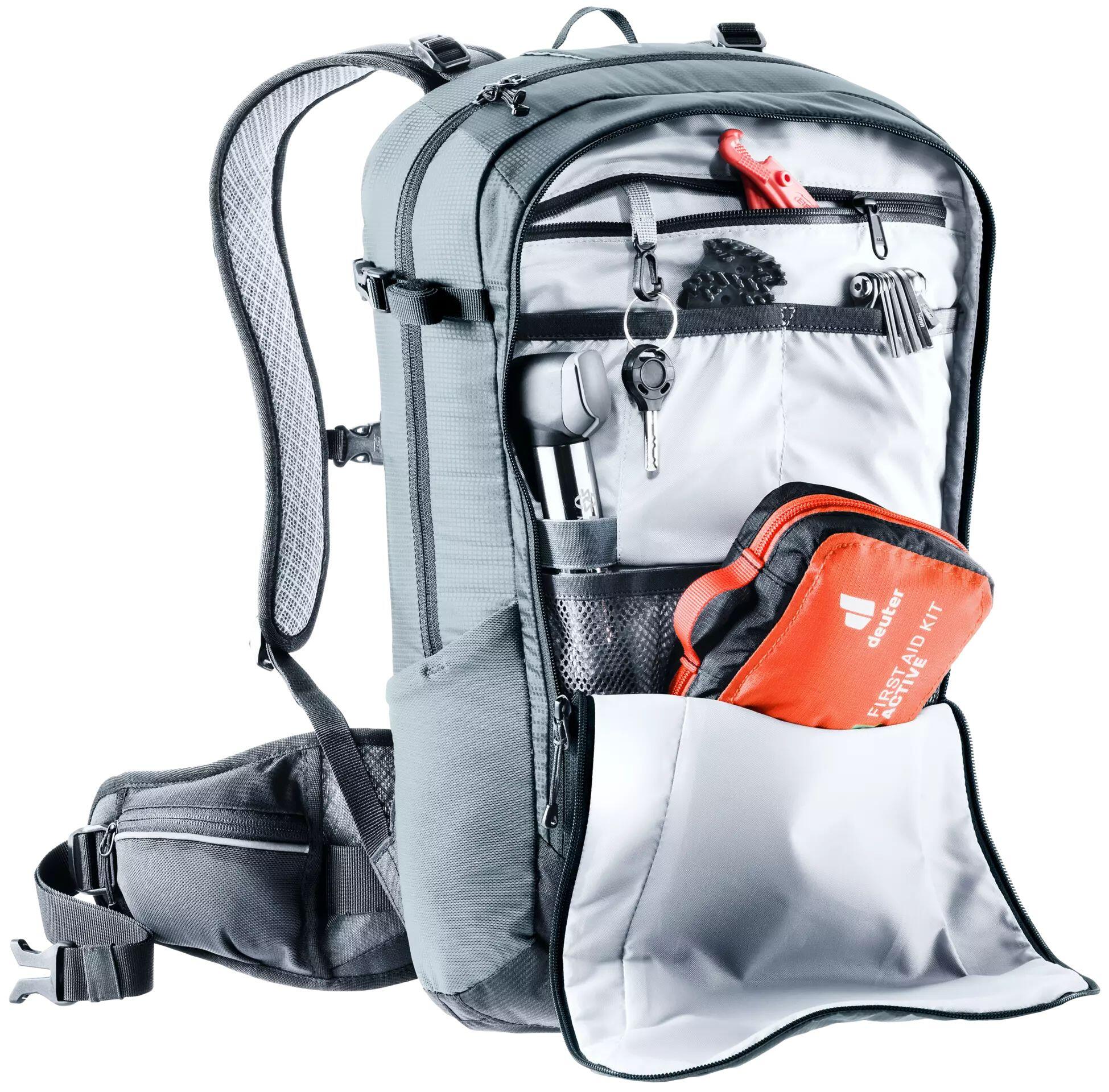 Sac à dos VTT Deuter Flyt 14 graphite noir 14L Airstripes ventilé TÜV/GS 3/6