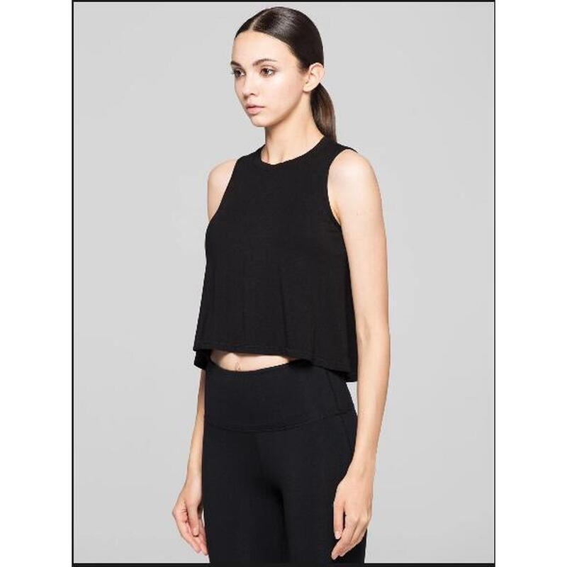 WOMEN'S LOOSE CROPPED MUSCLE TANK - BLACK