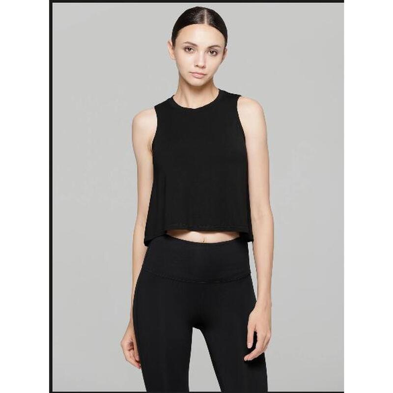 WOMEN'S LOOSE CROPPED MUSCLE TANK - BLACK