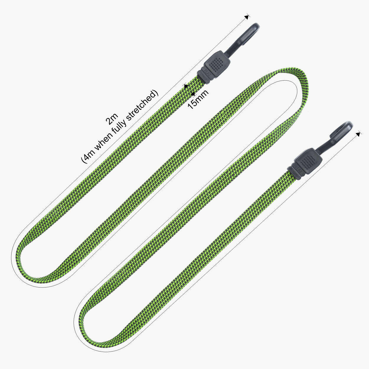 Lomo Flat Bungees - Green 2M - 1 Pair 2/4