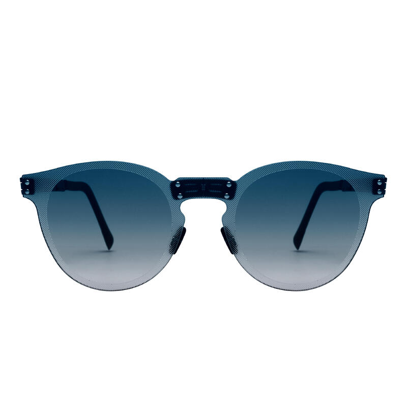 CLOUD O001 Adult Unisex Folding Sunglasses - Brush Gold /  Blue Gradient
