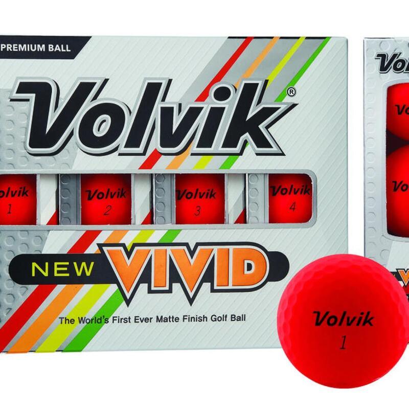 Caja de 12 bolas de golf Volvik Vivid Rojo