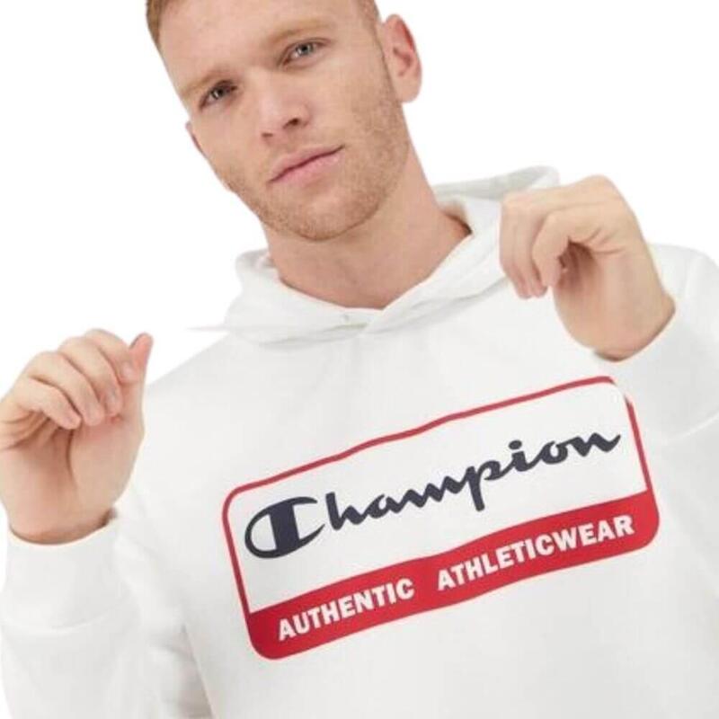 Camisola com capuz de algodão para homem CHAMPION Big Logo. Branco