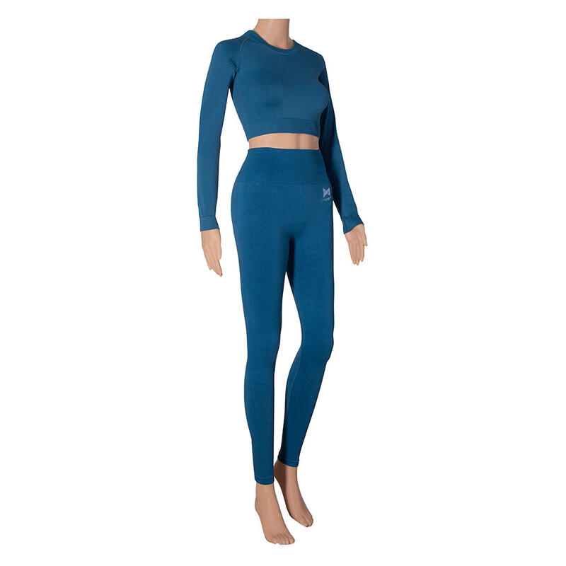 Xtreme - Sport-Crop-Top Damen - Lange Ärmel - Blau - S - 1-teilig -