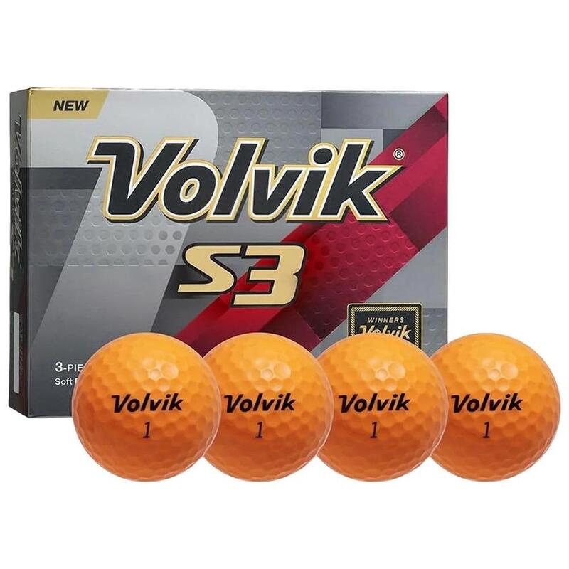 Doos met 12 Volvik S3 Golfballen Oranje