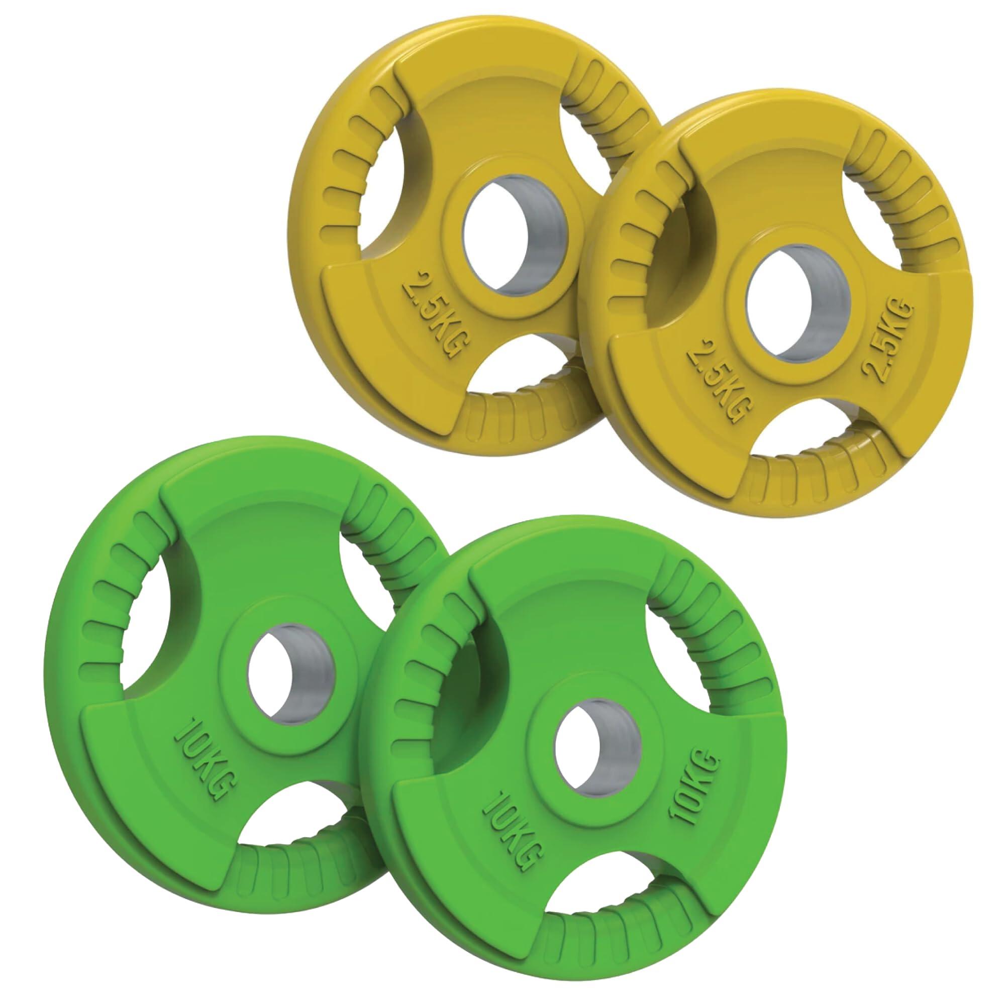 BODY REVOLUTION Olympic Tri-Grip Rubber Weight Plates - Colour SET (2x 2.5kg + 2x 10kg)
