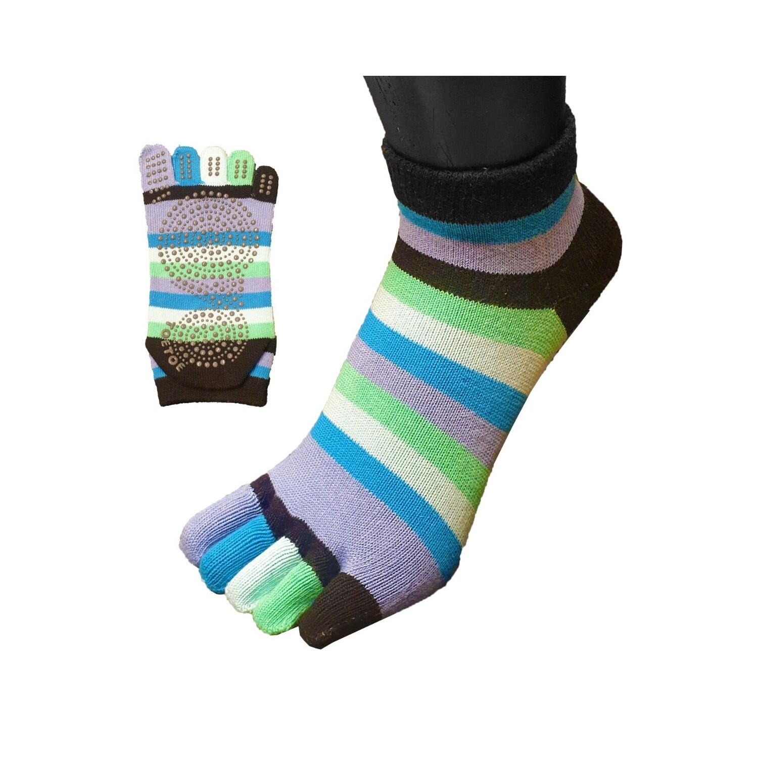 TOETOE TOETOE Yoga & Pilates Grip Enkel teensokken - Blauw/Groen