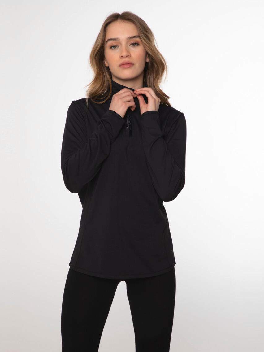 W Fabriz 1/4 Zip Top - Trui - 290 true black - dames - Pisteskiën 3/4