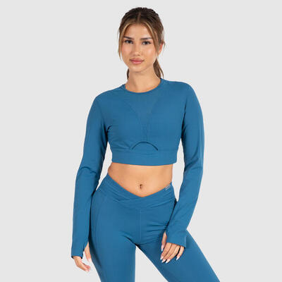 Damen Crop Longsleeve Fastlane Lime