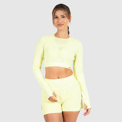 Damen Crop Longsleeve Fastlane Lime