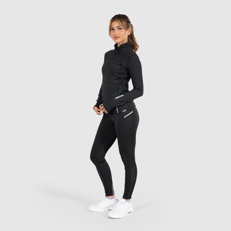 Damen Trainingsjacke Half Zip Fastlane Schwarz für Sport & Freizeit