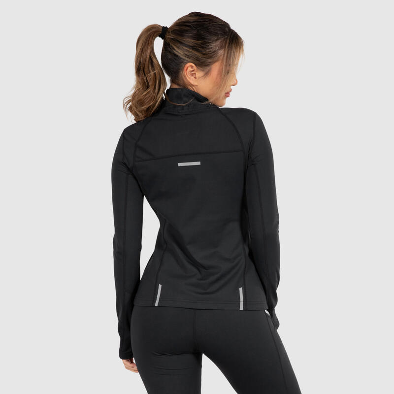 Damen Trainingsjacke Half Zip Fastlane Schwarz für Sport & Freizeit