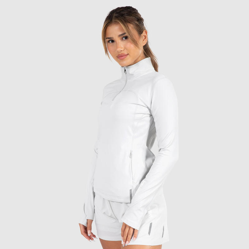 Damen Trainingsjacke Half Zip Fastlane Hellgrau für Sport & Freizeit