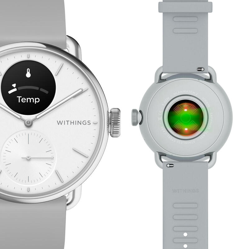 WITHINGS ScanWatch 2 - Montre connectée santé ECG SpO2 température 38mm Blanc