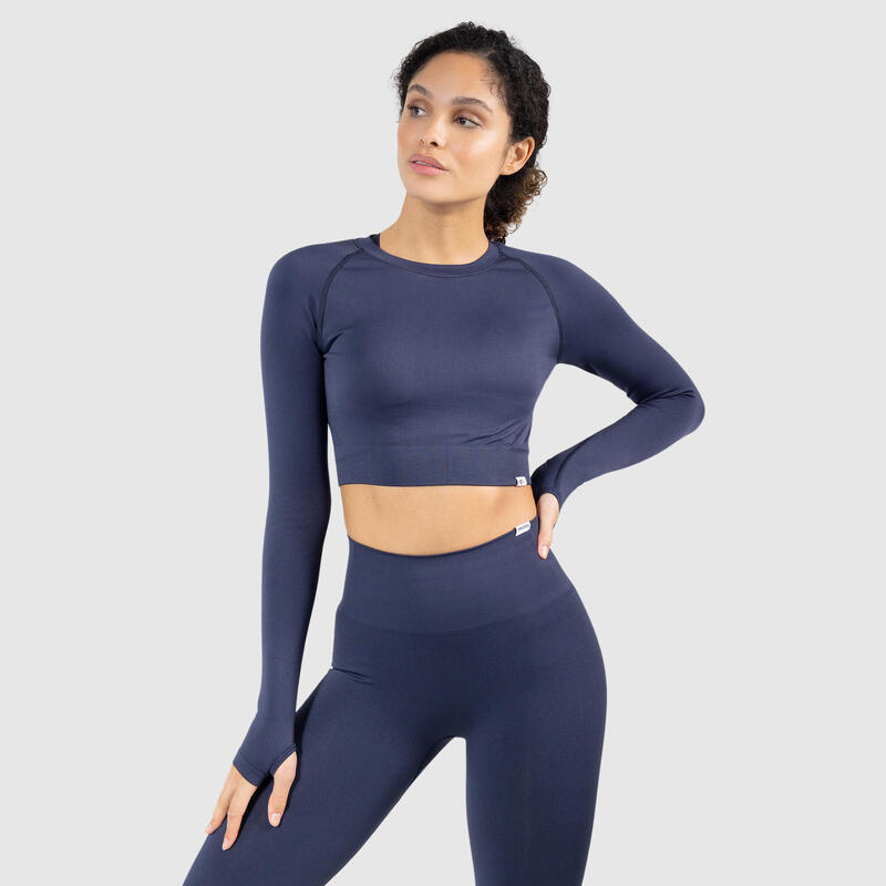 Damen Crop Longsleeve Catrina Dunkelblau für Sport & Freizeit