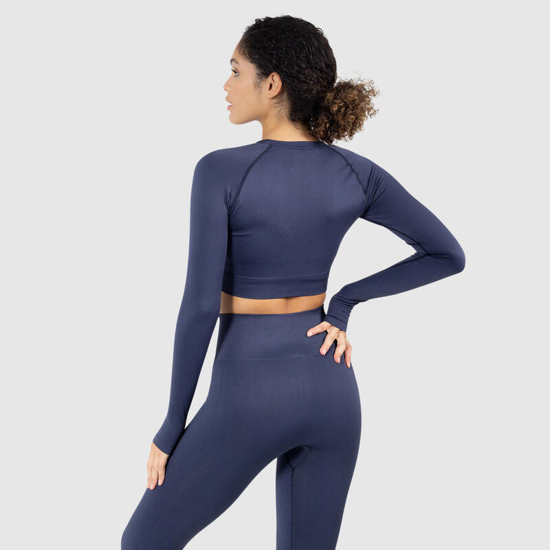 Damen Crop Longsleeve Catrina Dunkelblau für Sport & Freizeit