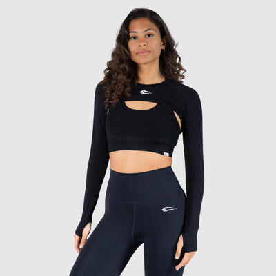Damen Crop Longsleeve Tarra Schwarz
