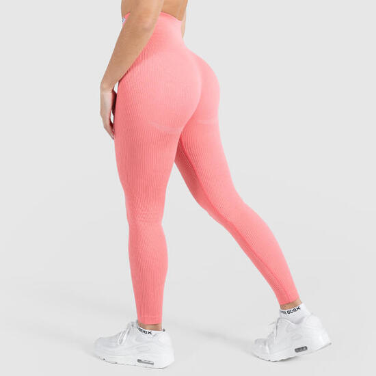 Damen High Waist Leggings Amaze Ripp Orange Melange