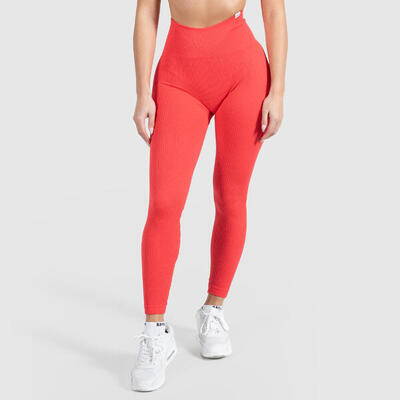 Damen High Waist Leggings Amaze Ripp Weinrot