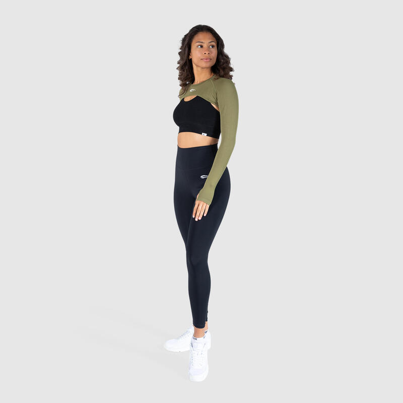 Damen Crop Longsleeve Tarra Olive für Sport & Freizeit