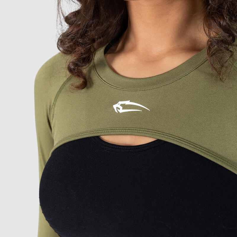 Damen Crop Longsleeve Tarra Olive für Sport & Freizeit