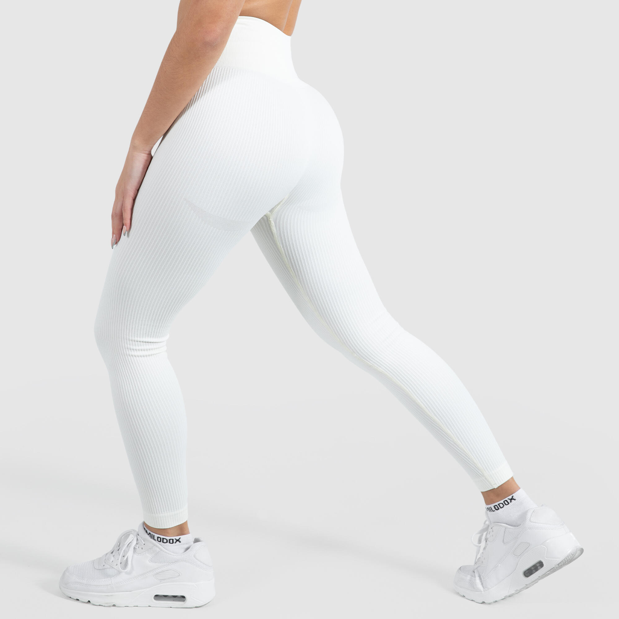 Damen High Waist Leggings Amaze Ripp Creme 2/7