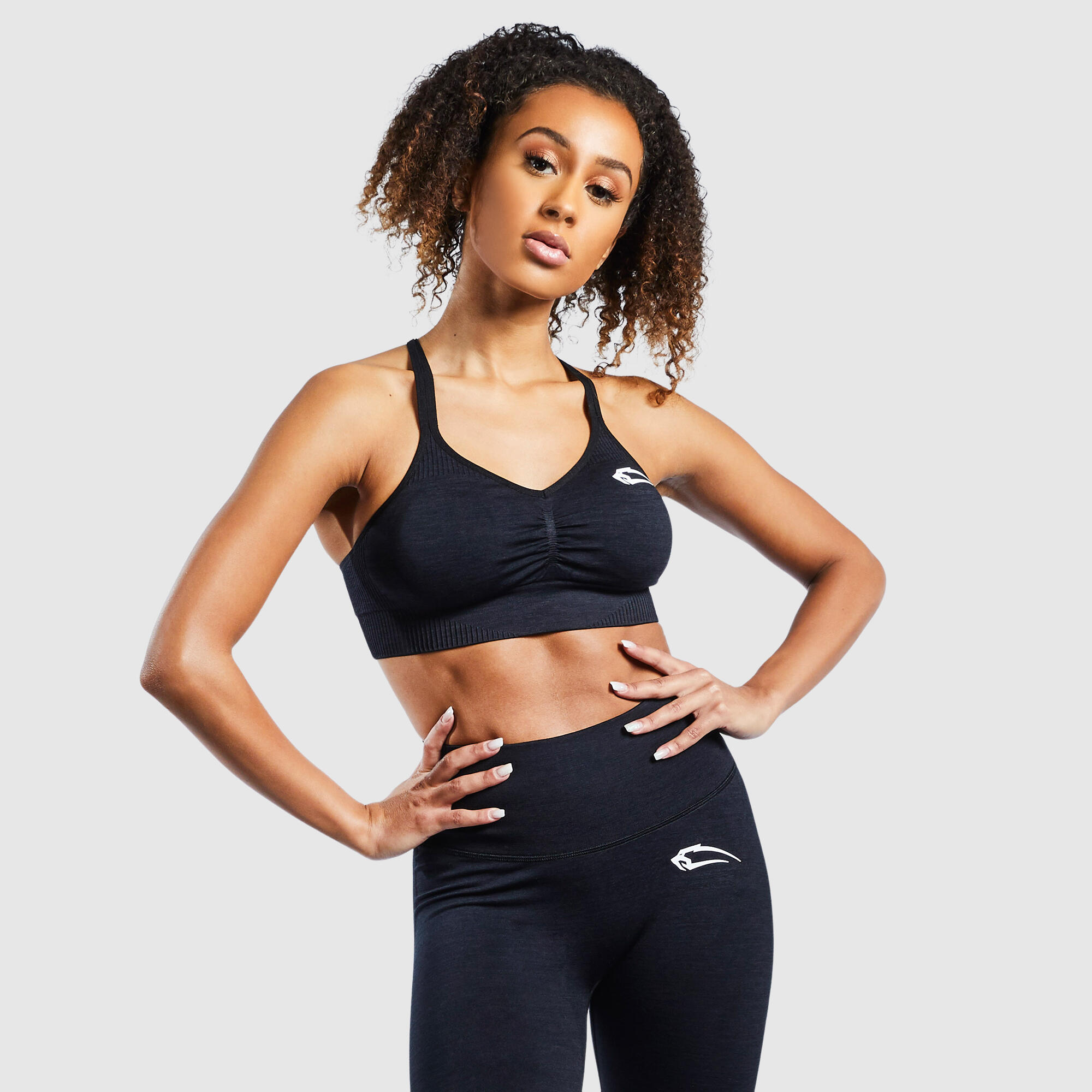 SMILODOX Damen Sport BH Glow Schwarz
