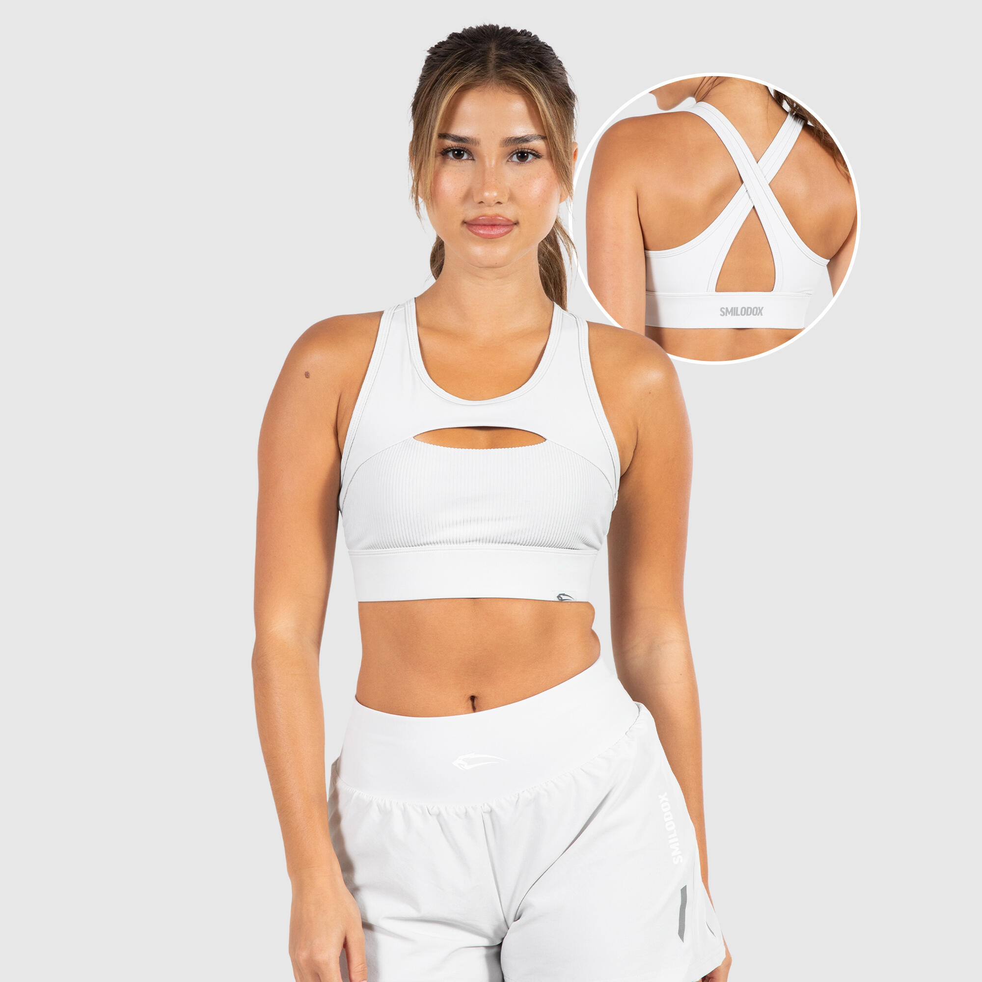 SMILODOX Damen Sport BH Fastlane Hellgrau