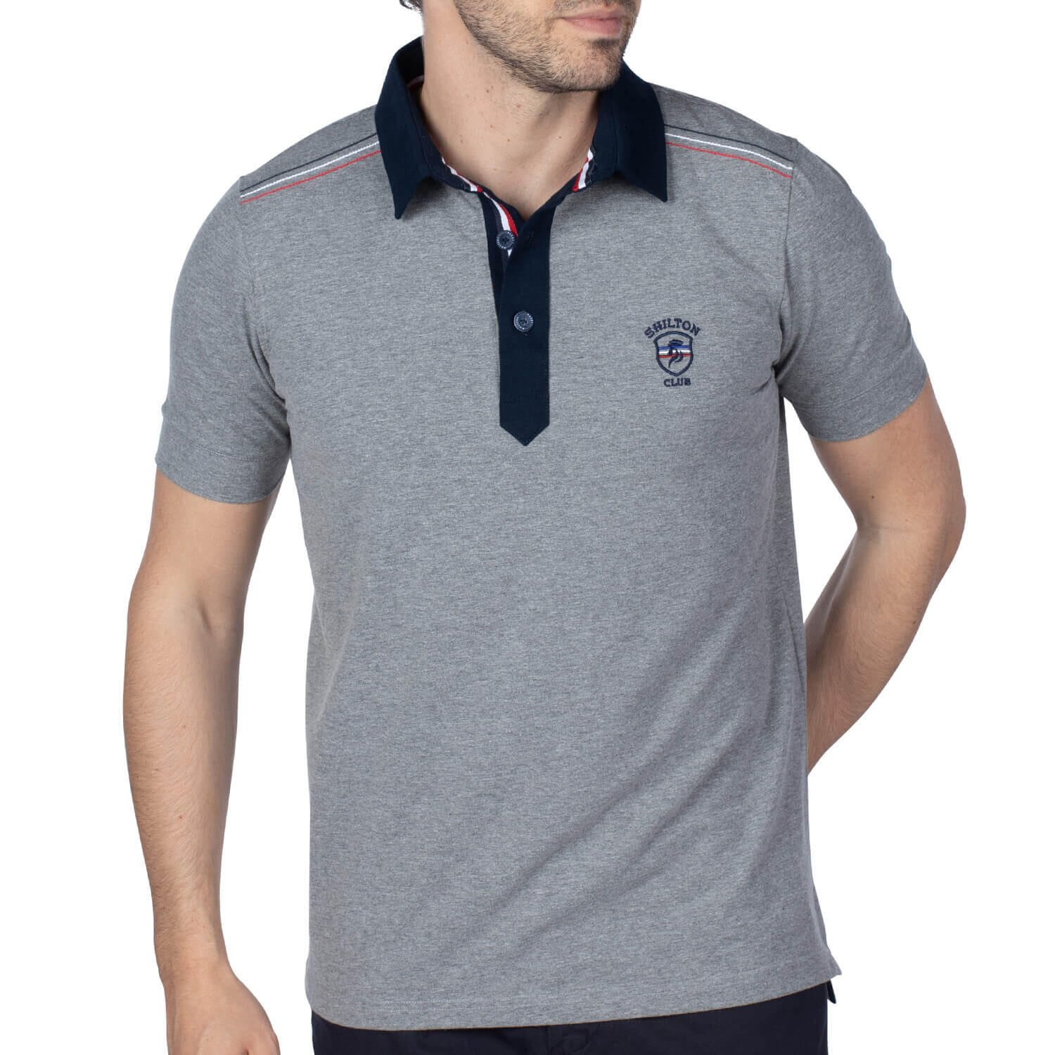 Shilton - Polo Basic Ecusson Rugby Homme - Polo Manches Courtes - Gris - 42 M/l - Decathlon