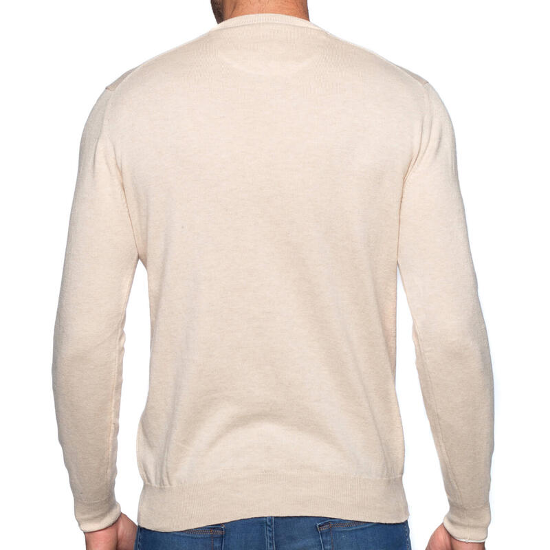 Pull col V coton laine homme