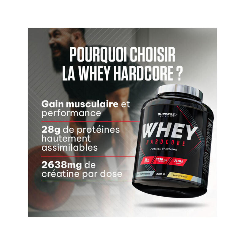 Whey protéine WHEY HARDCORE (2kg) Vanille Chocolat Blanc SUPERSET
