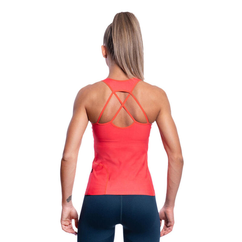 女裝修身速乾功能健身跑步運動背心 - 珊瑚紅色