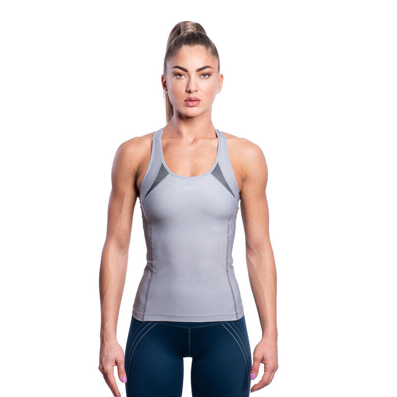 Women Functional Fitted Gym Running Sports Vest Tank Top Singlet - DARK GREY