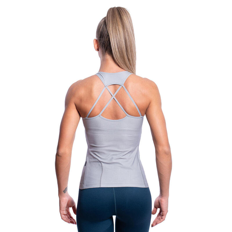 Women Functional Fitted Gym Running Sports Vest Tank Top Singlet - DARK GREY