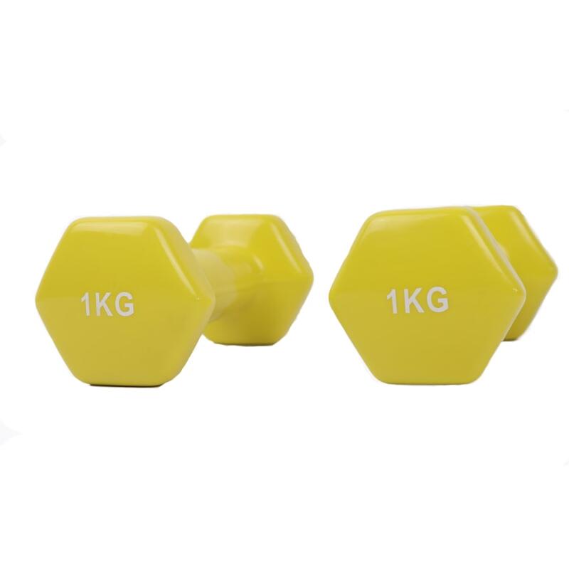 Mancuernas de hierro de 1kg. Color amarillo