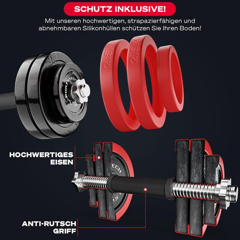 2in1 innovatives Hantelset 20kg Kurzhanteln &amp; Langhantel in einem AH300