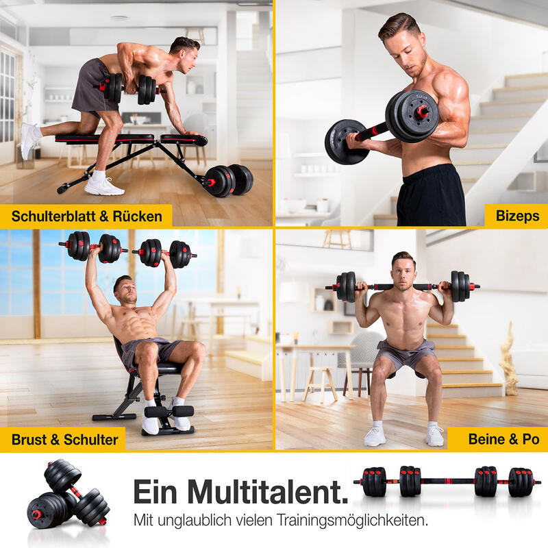 2in1 innovatives Hantel Set AH150 im 30kg, 40kg Set inkl. Verbindungsstück