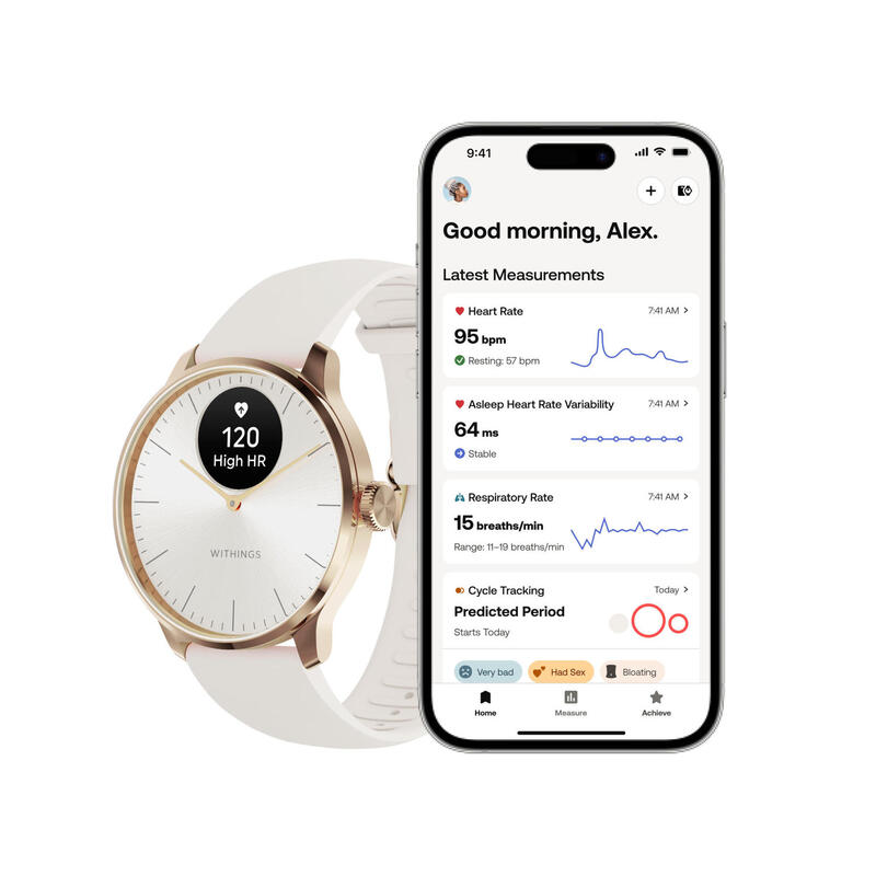 Relógio Withings ScanWatch Light 37mm branco/rosa