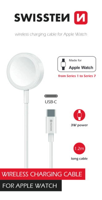 Cabo Swissten Wireless charge cable for Apple Watch USB-C 4/4