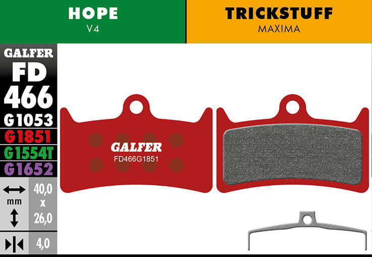 GALFER BIKE Pastiglia freno avanzata - Hope V4 - Rosso
